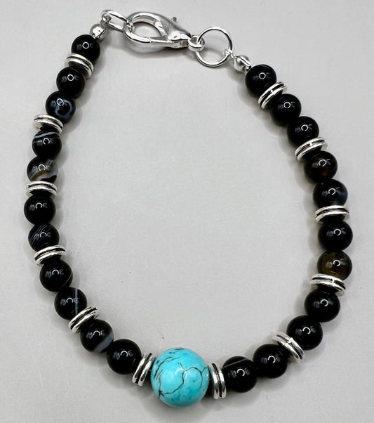 Black Obsidian / Onyx and Turquoise Bracelet