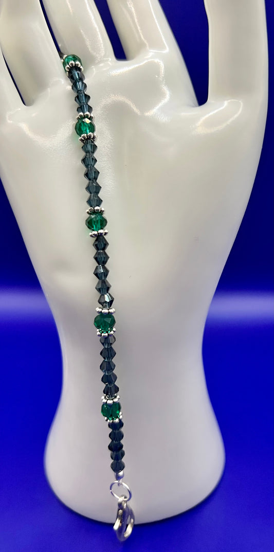 Austrian Crystal Bracelet Green and Green Bicone Beads
