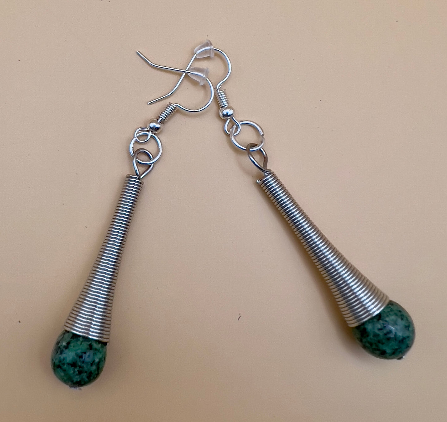 Green Malachite Earrings in the style of Africa