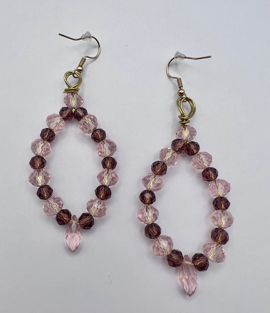 Pink and Purple Austrian Crystal Beaded Earrings