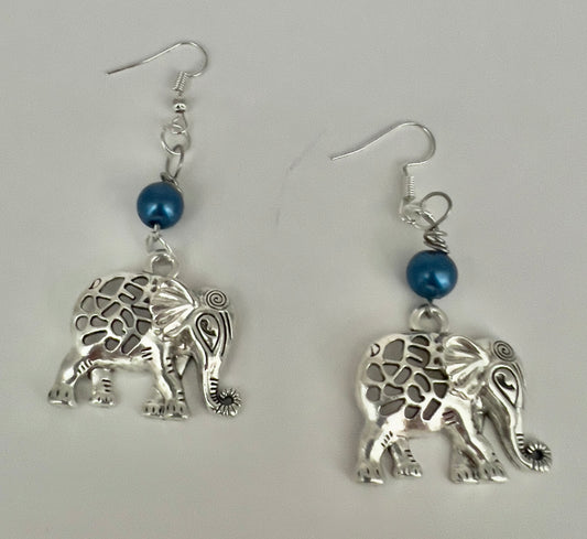 Elephant Earrings with blue jasper beads