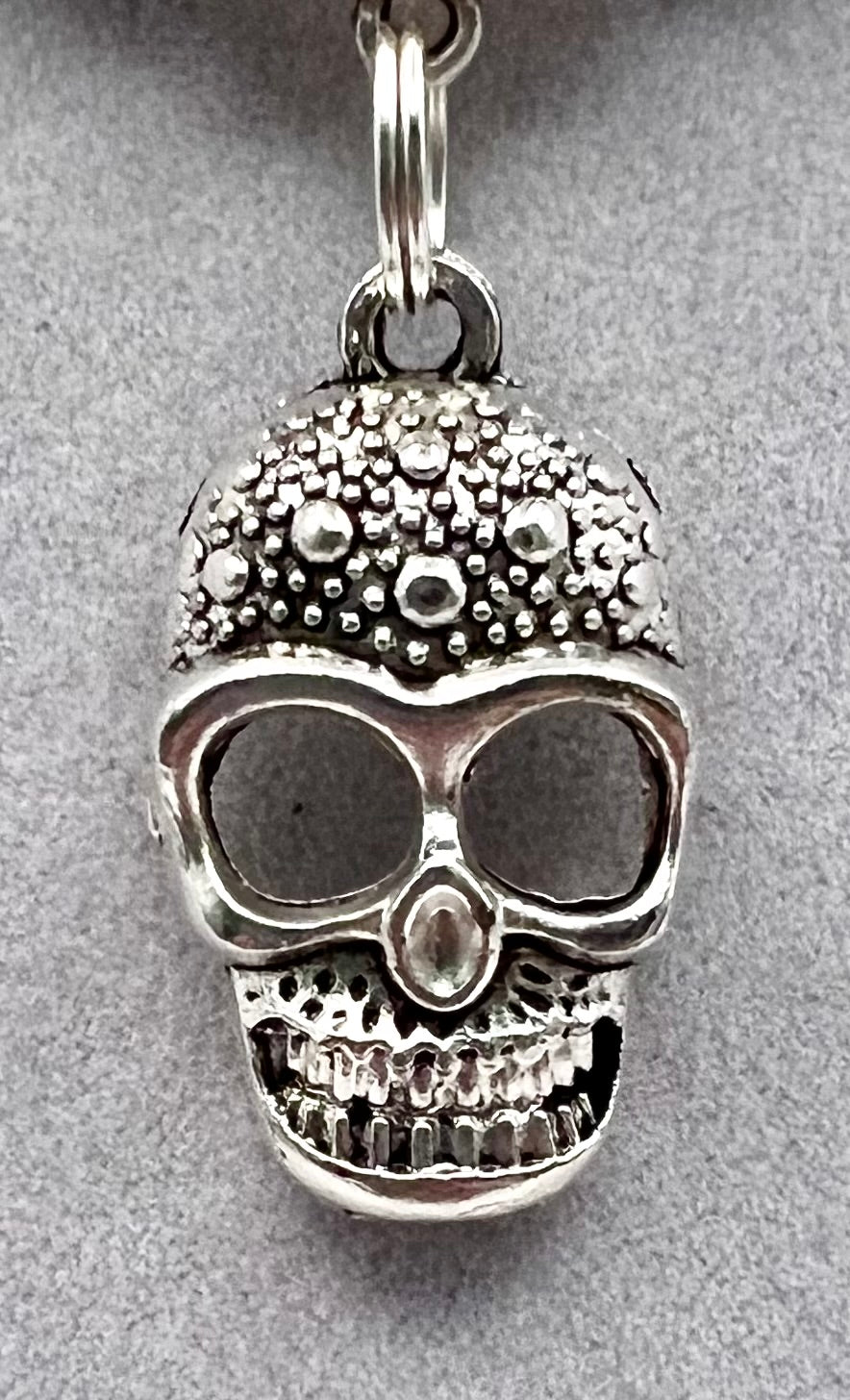 Necklace with Semi-Precious Beads & Catrin (Skull) / Multi-Color Quartz