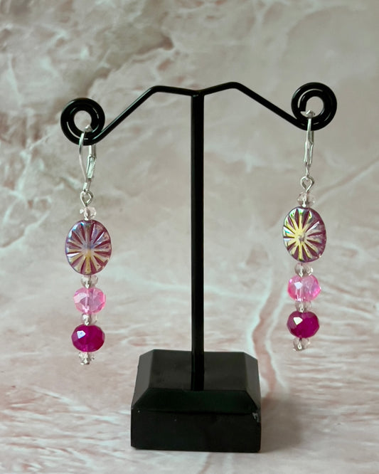 Austrian Crystal Earrings in Shades of Pink